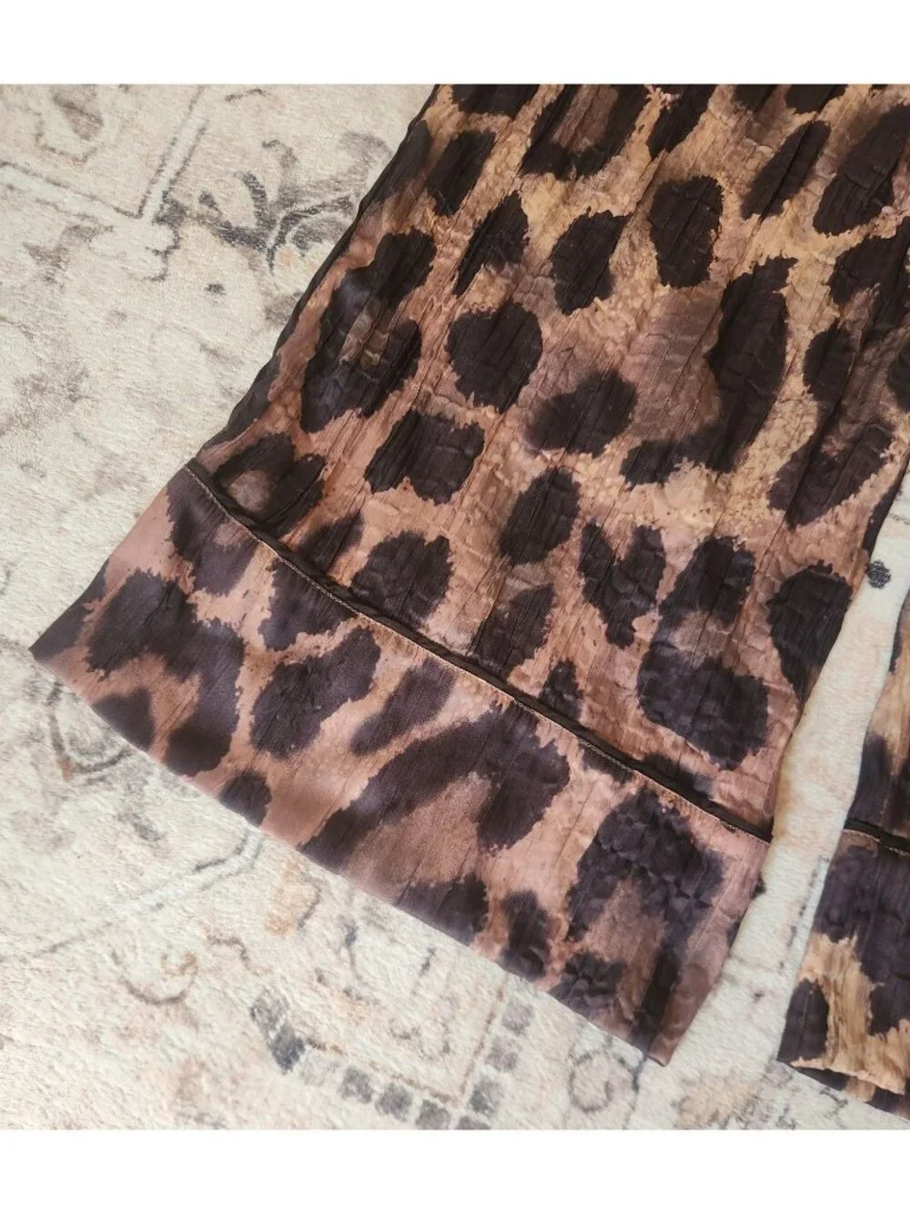 Free People Women's Sz. M All Out Satin Leopard Pant in Brown